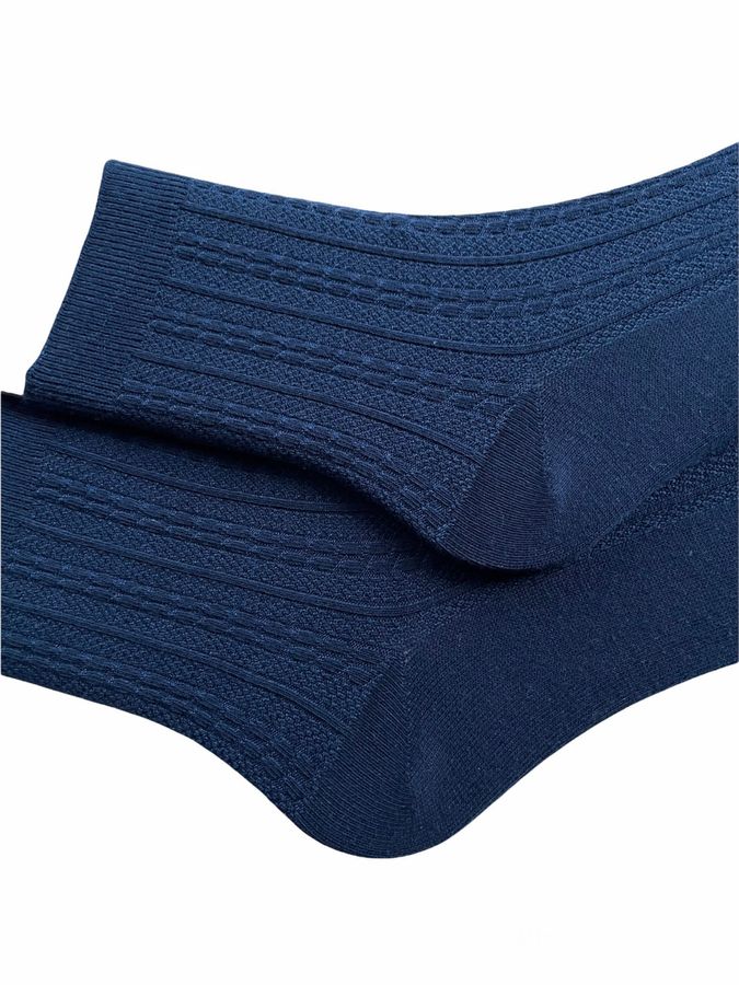 Шкарпетки жіночі Жакардові "Косичка" з індійської бавовни, темно сині