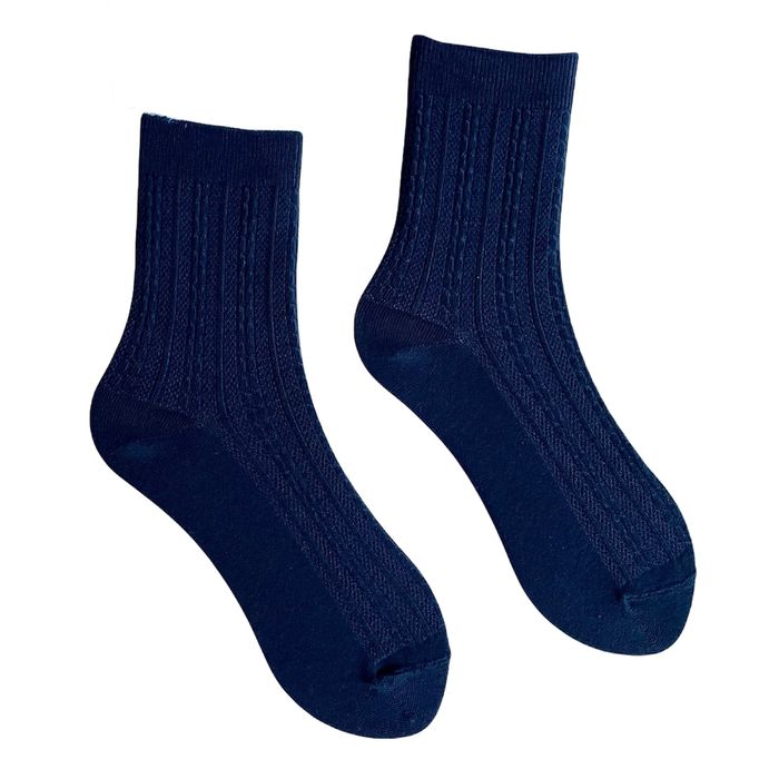 Шкарпетки жіночі Жакардові "Косичка" з індійської бавовни, темно сині