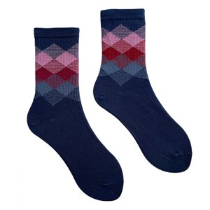 Шкарпетки жіночі "Кольорові квадрати" з індійської бавовни, сині, 35-37