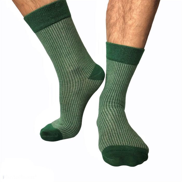 Мужские носки с индийского хлопка, зеленые со светло серым