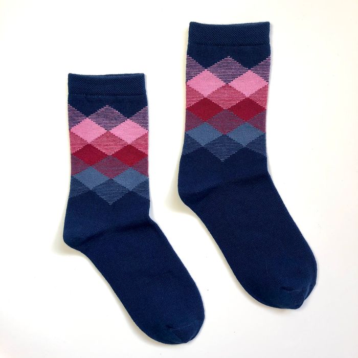 Women's Socks "Colored squares" made from Indian cotton
