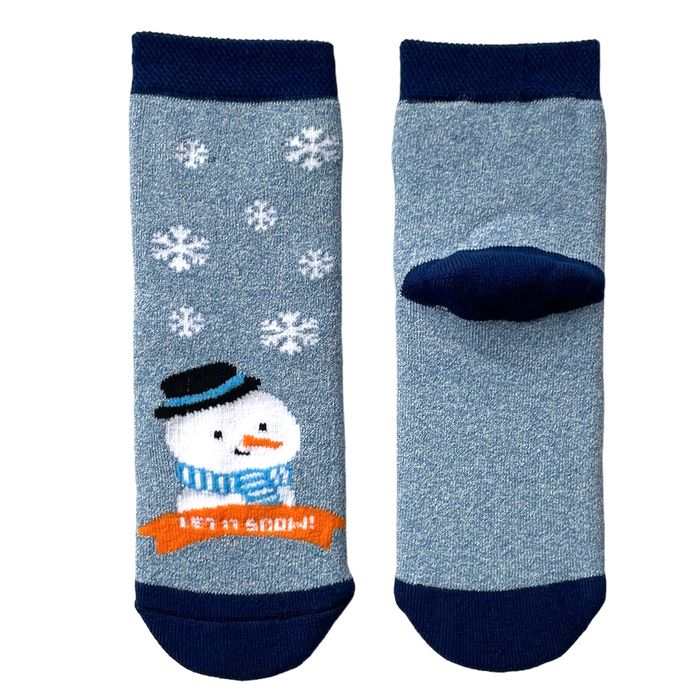 Kid's Christmas socks made from Indian cotton, TERRY, Snow Man