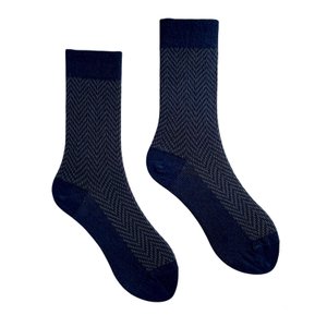 Шкарпетки чоловічі "Ялинка" з індійської бавовни, темно сині/сірі
