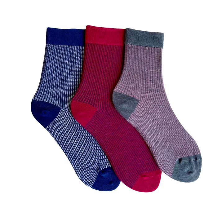Women's Socks Set "Stripes" made from Indian cotton, 3 pairs