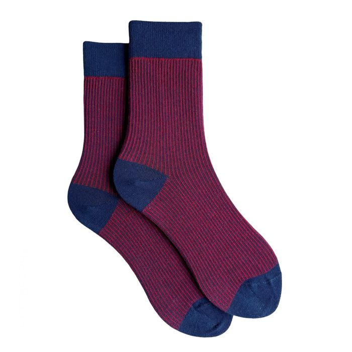 Шкарпетки чоловічі з індійської бавовни, малинові з синім, 44-45