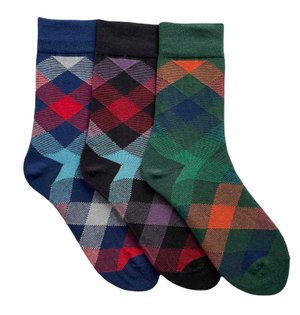 Набір чоловічих шкарпеток "Кольорові квадрати", з індійської бавовни, 3 пари, 42-43