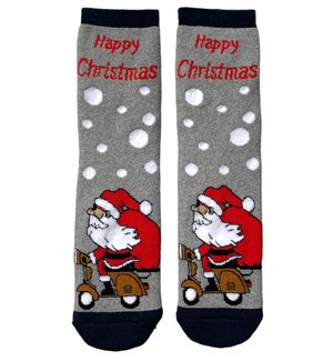 Men's New Year socks "Santa on a scooter"