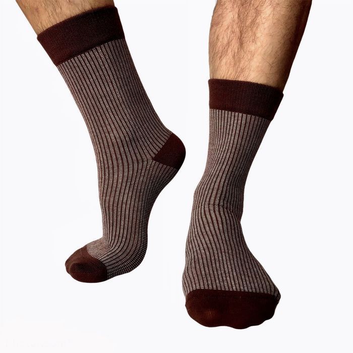 Men's socks made from Indian cotton, brown and white
