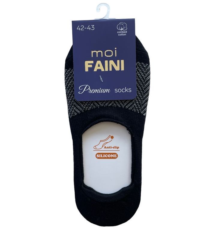 Men's Jacquard "invisible" socks with Anti-slip SILICONE, black